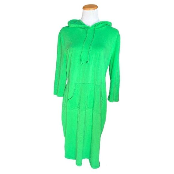 Brand New Miskay Green Hooded Hoodie Knee Length Jersey Knit Dress - Sz 2X - Picture 4 of 4